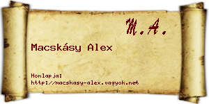 Macskásy Alex névjegykártya