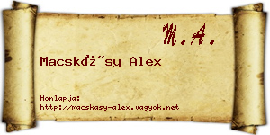 Macskásy Alex névjegykártya